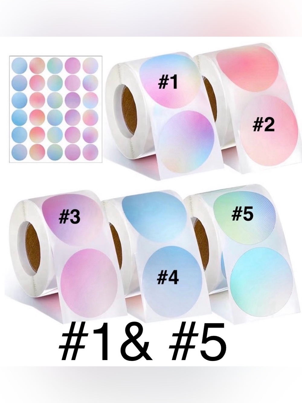 Cre8tiveconcept Holographic Pastel Circle Stickers - Multicolor Set - Picture 2 of 2
